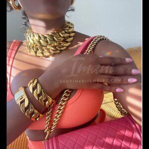 Cuban Link Necklace and Bracelet Set (Gold)